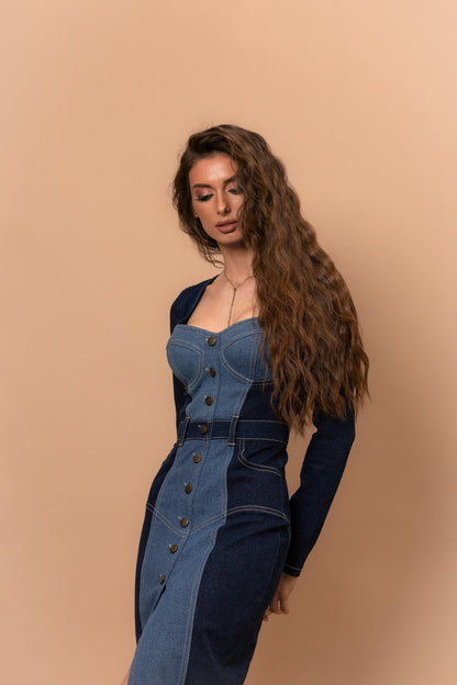 Корсетна сукня SAMANTA QUEEN з деніму максі — Bustier Brand