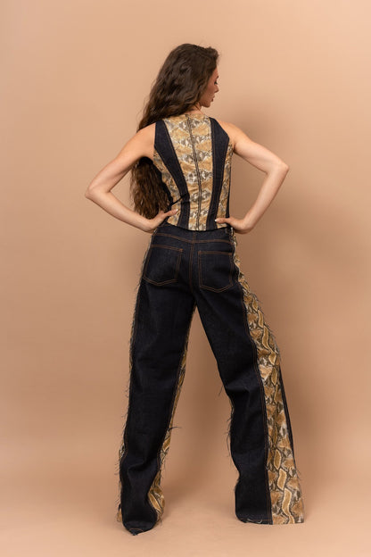 Корсет Snake з деніму та зміїного принту — Bustier Brand