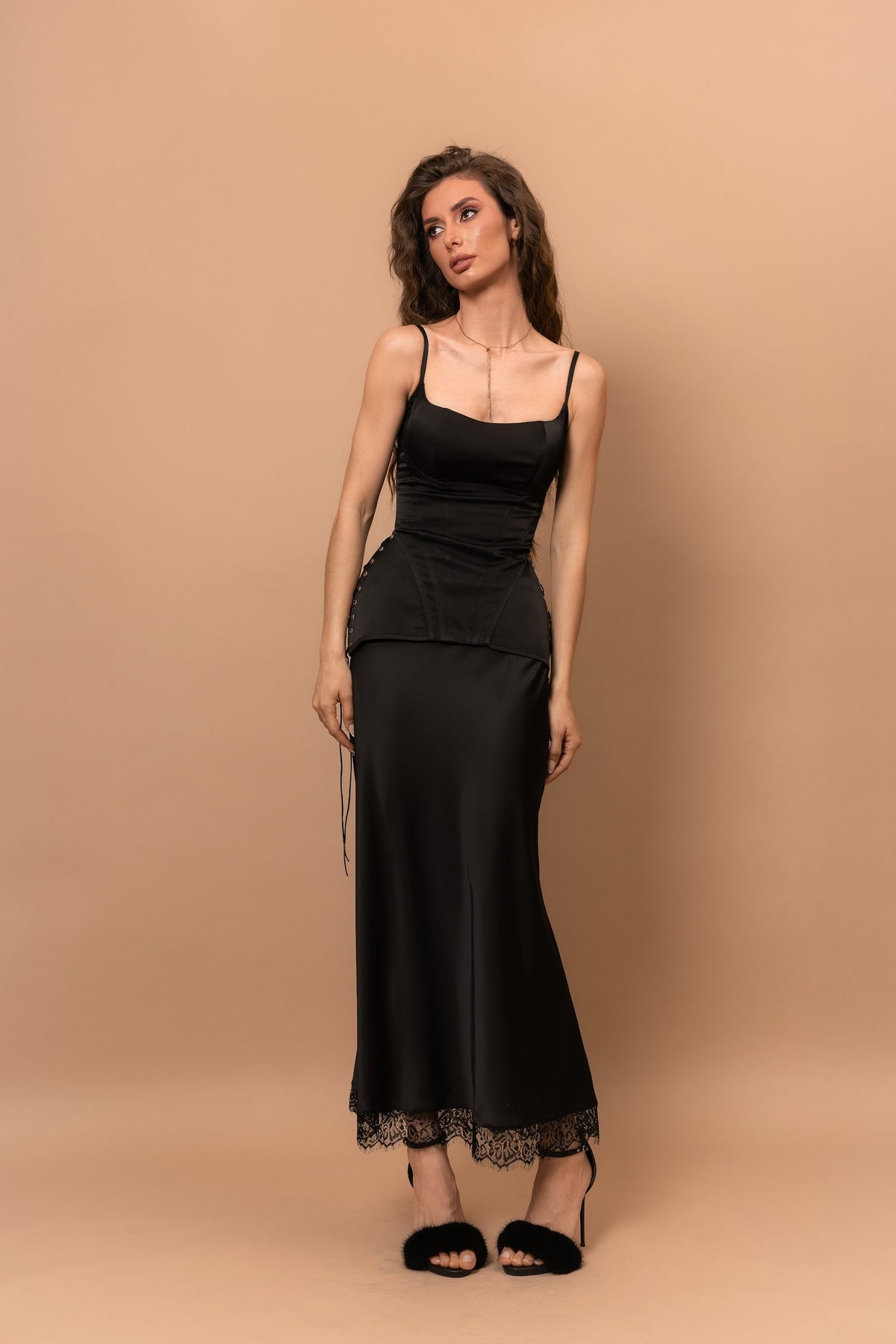 Корсет KSENA SILK із еко-шовку — Чорний