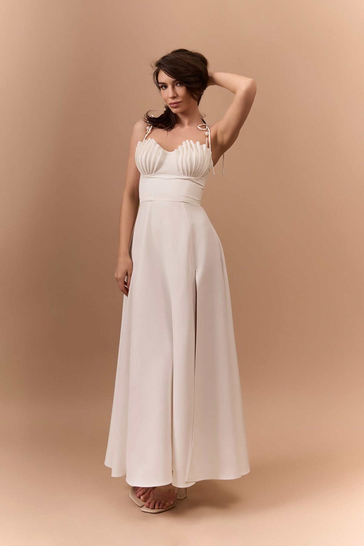 Корсетна сукня PEARL максі — Білий