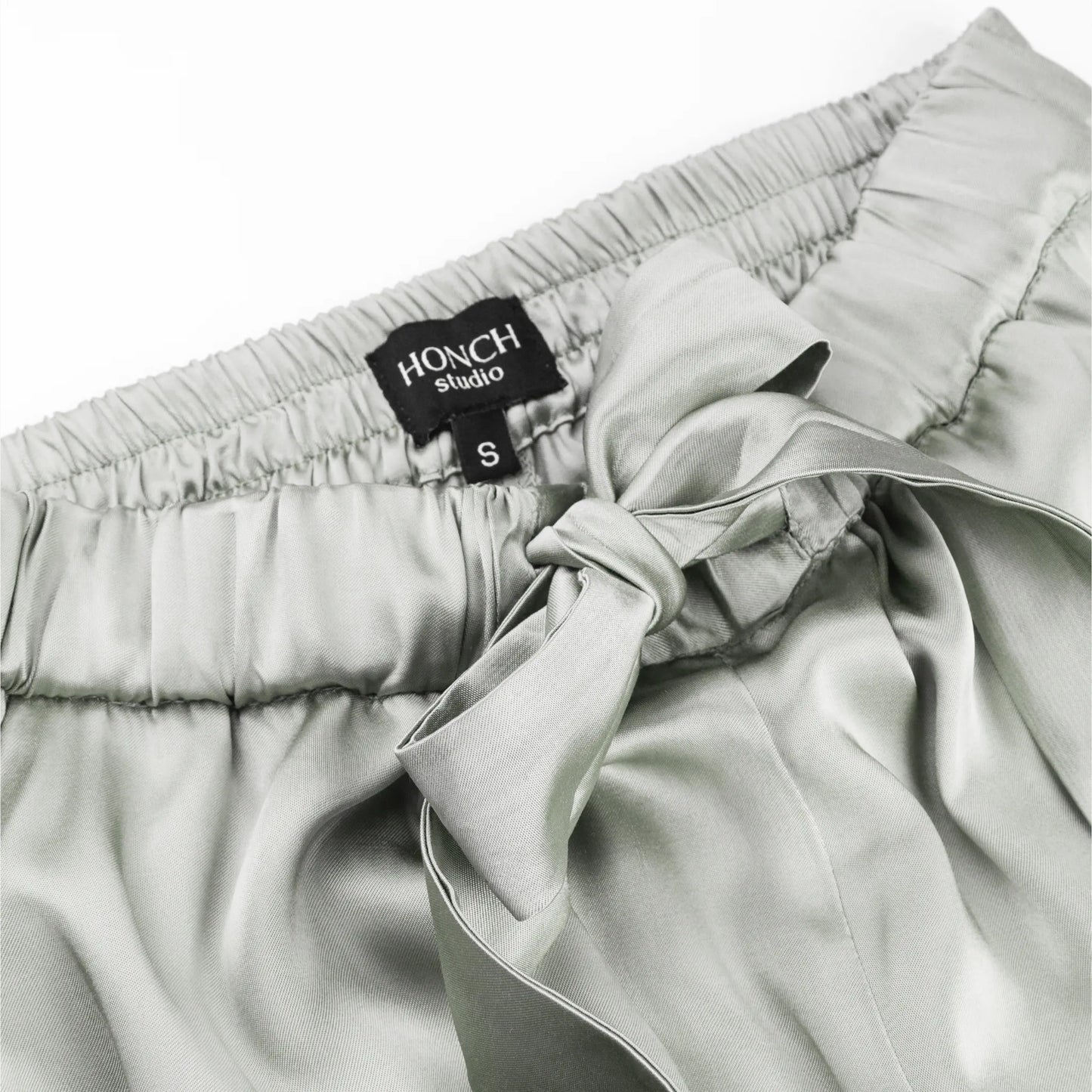 Satin pyjama-style trousers olive
