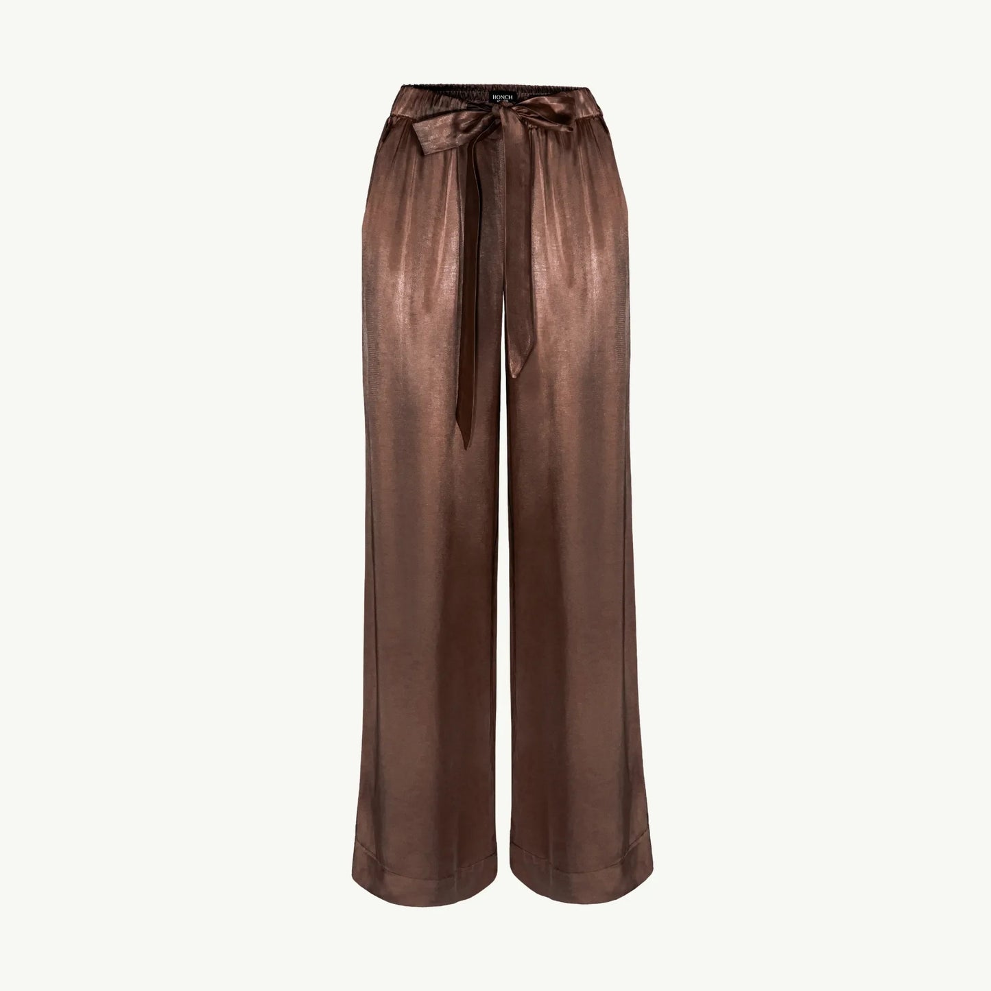 Satin Pajama-Style Trousers, Chocolate