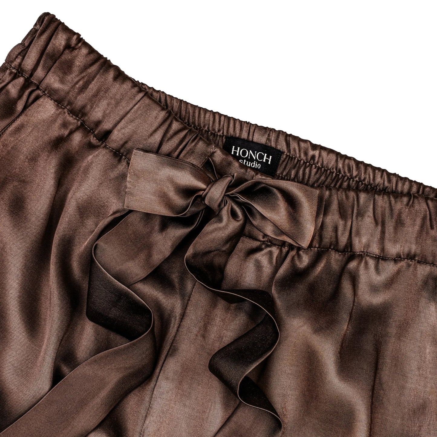 Satin Pajama-Style Trousers, Chocolate