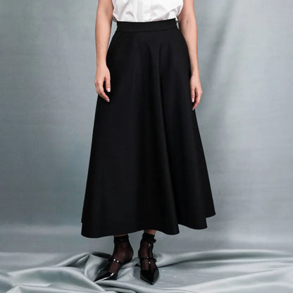 Black midi half-circle skirt
