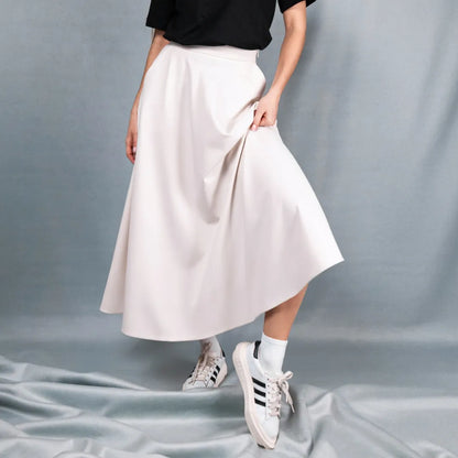 Midi half-circle skirt in ivory