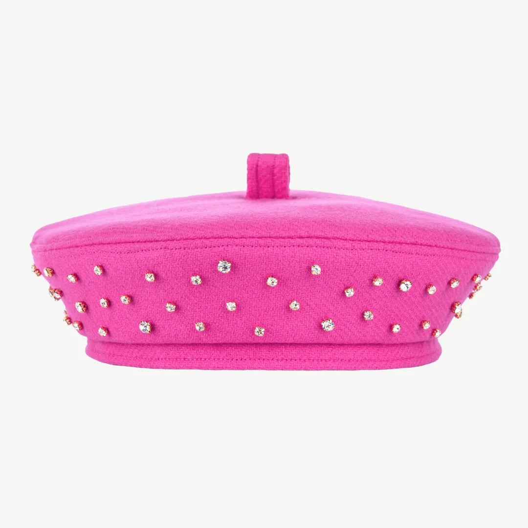 Pink rhinestone beret