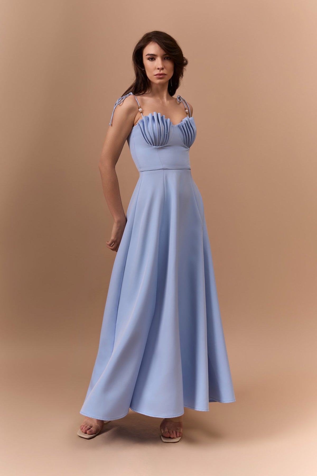 Корсетна сукня PEARL максі — Блакитний