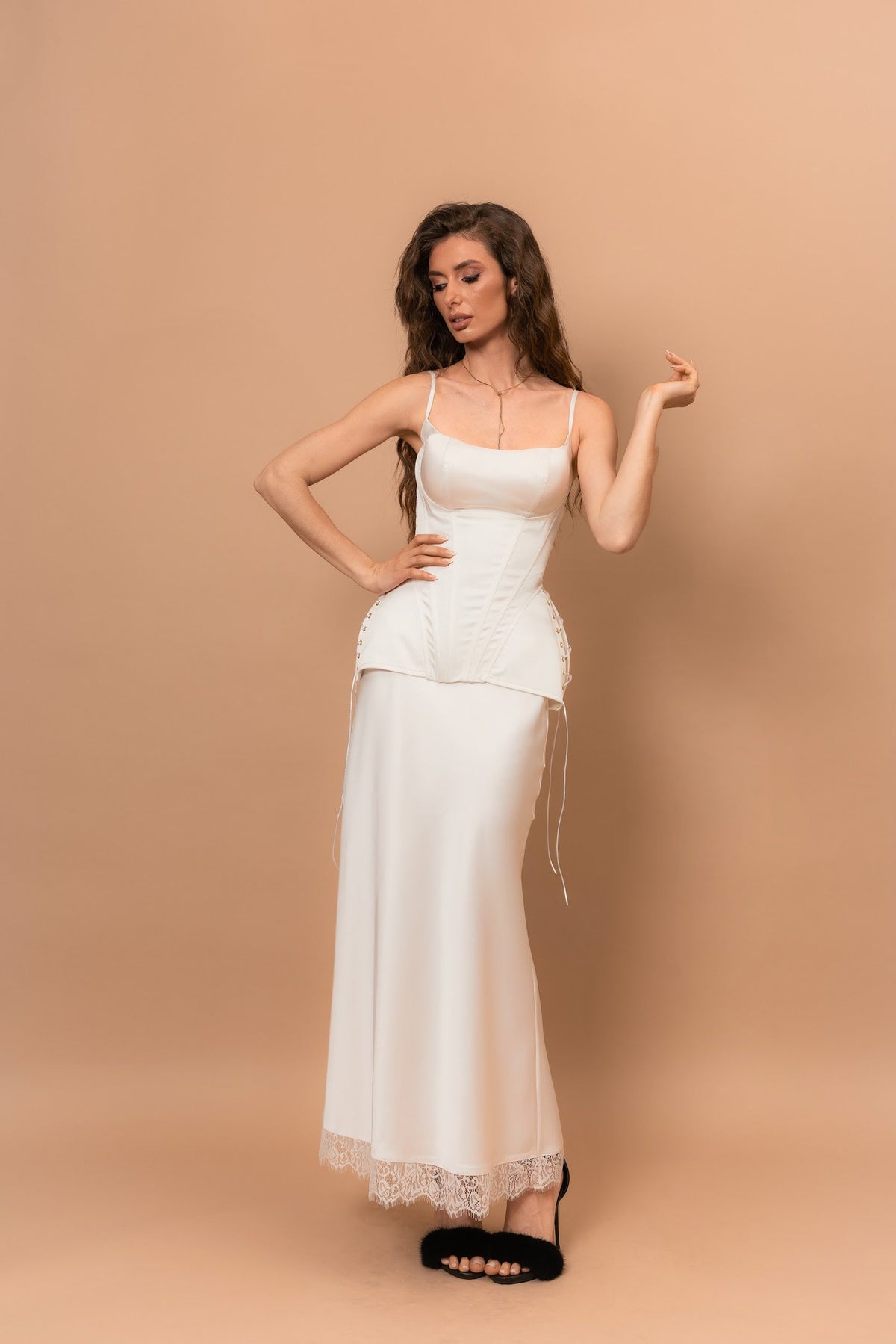 Корсет KSENA SILK із еко-шовку — Білий