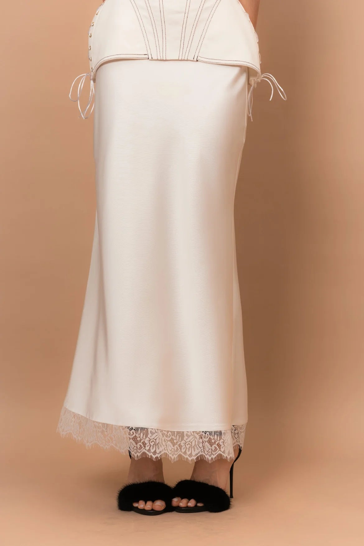 Спідниця SILK EXCLUSIVE з еко-шовку максі — Білий