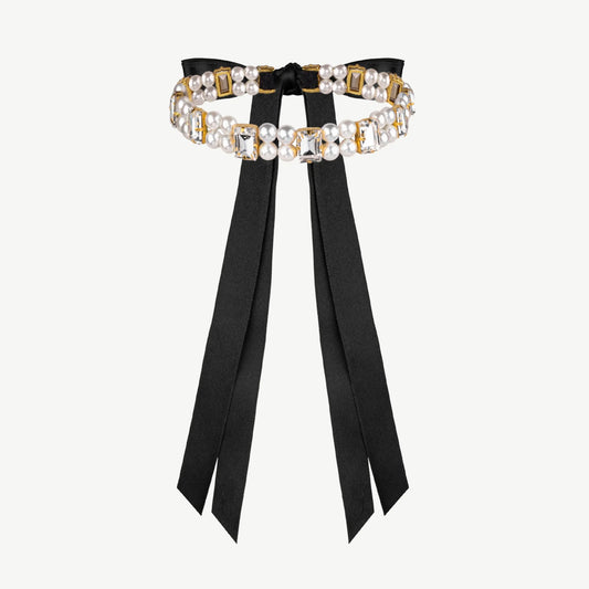 Choker Bekka with Rhinestones and Pearls White