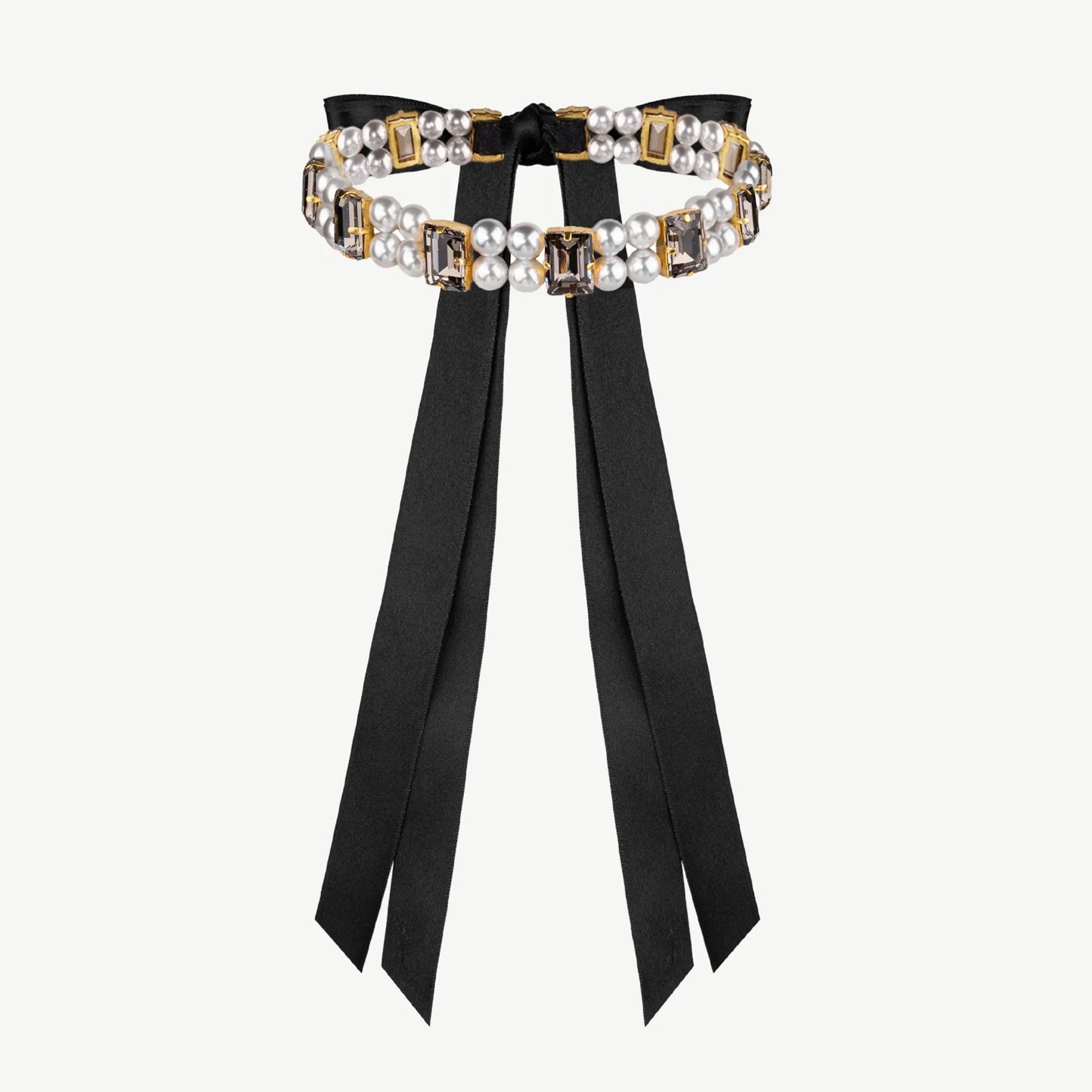 Becca choker with rhinestones and pearls graphite