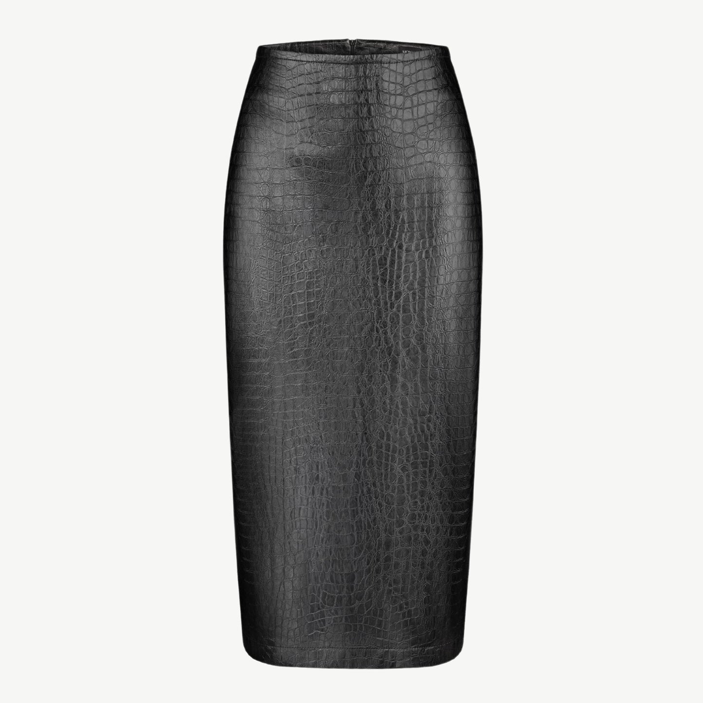 Reptile Print Faux Leather Midi Skirt Black
