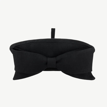 Suit fabric beret with a bow