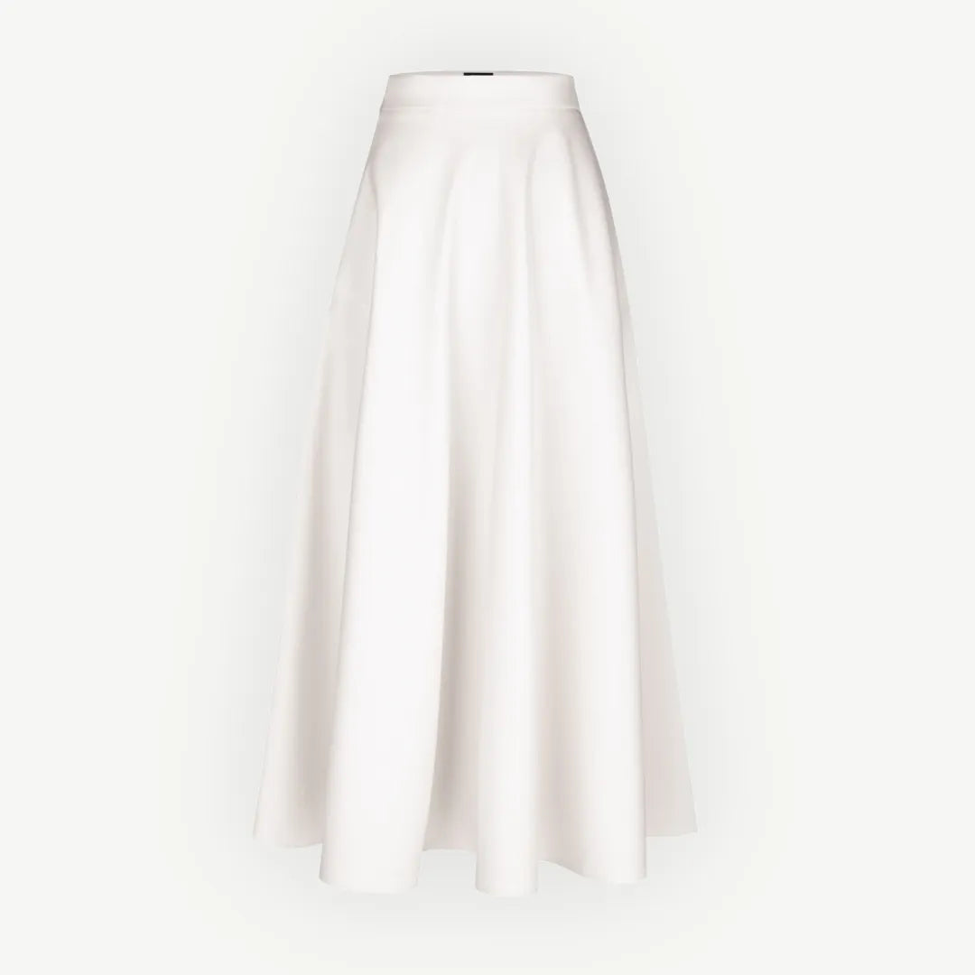 Midi half-circle skirt in ivory