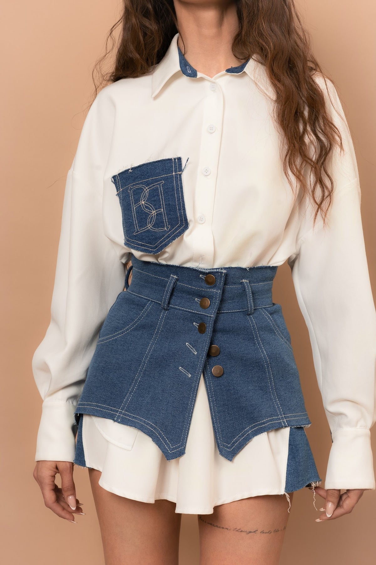 Сорочка ANGEL з денімовими акцентами — Bustier Brand