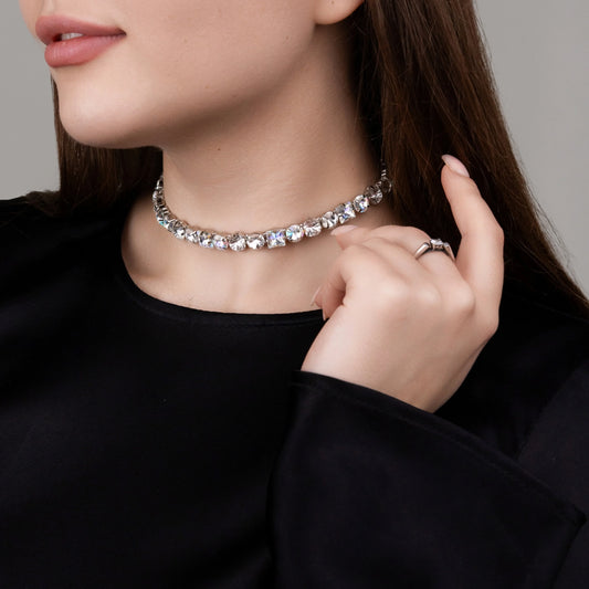 Choker Nancy with Rhinestones Moonlight