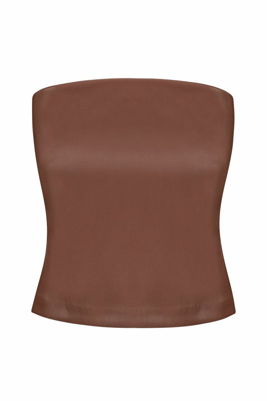 Leather top - brown