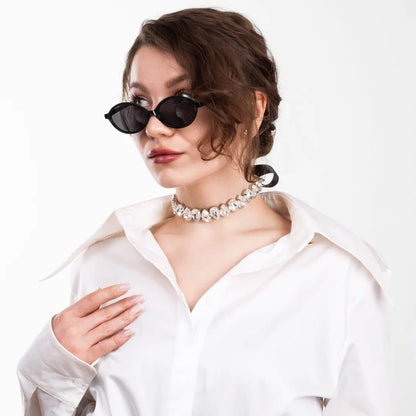 Aelin Rhinestone Choker White