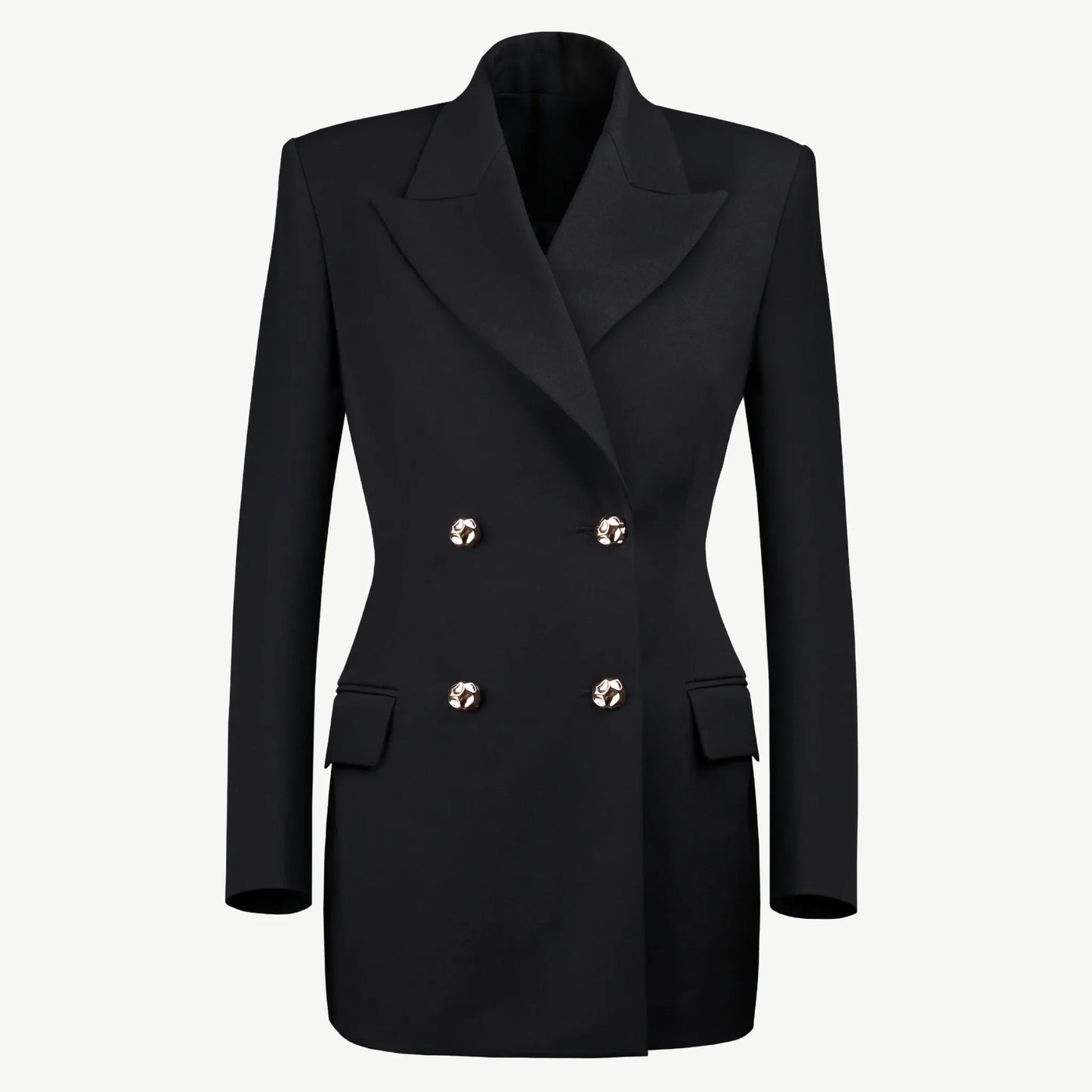 Double-breasted black jacket