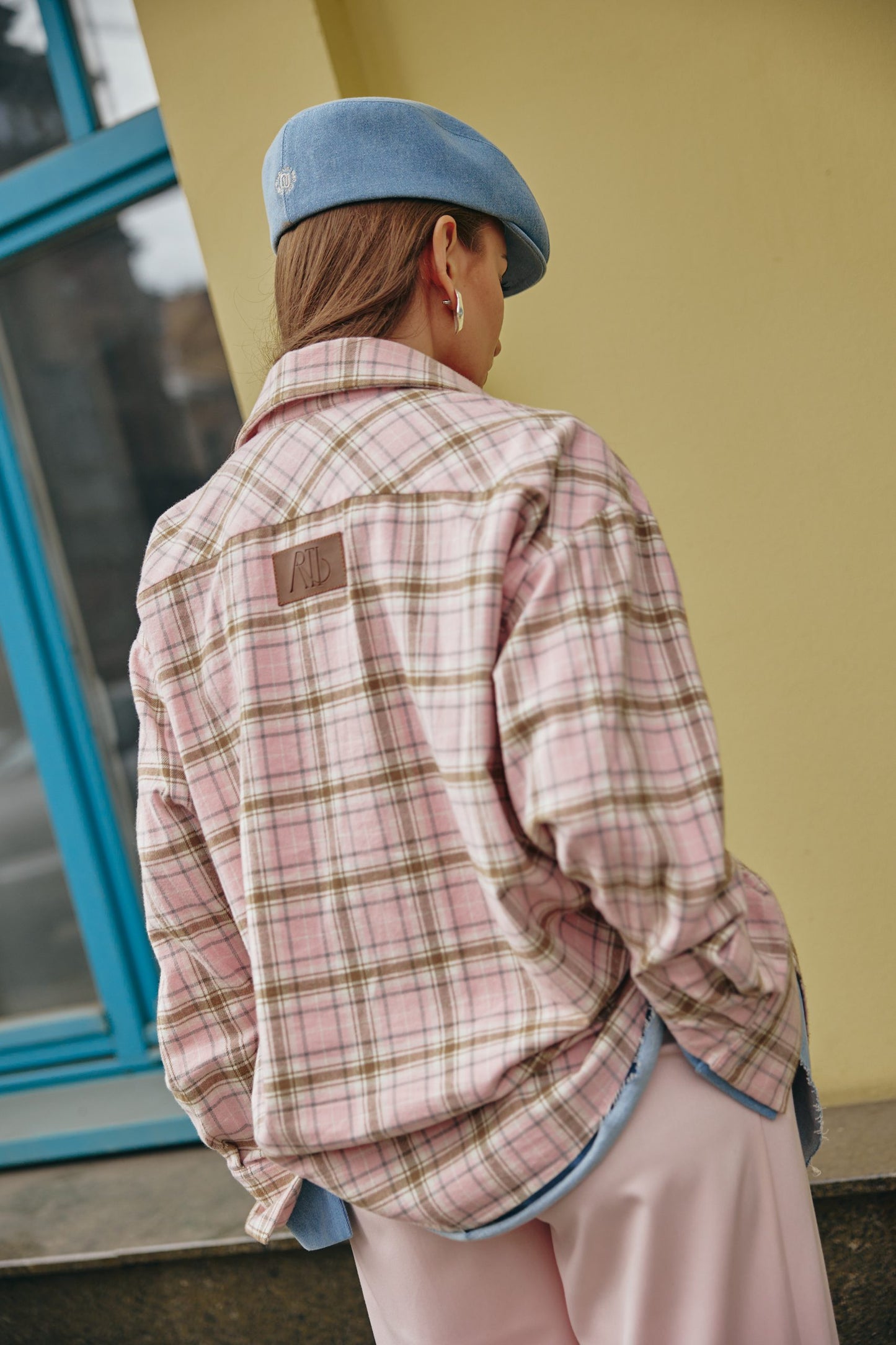 Сорочка в клітинку рожева