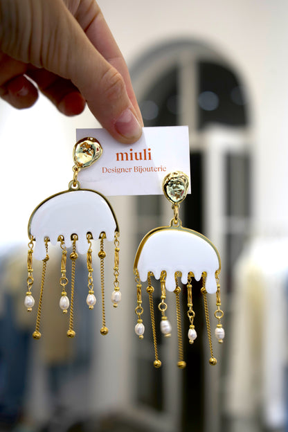 Jellyfish Accent Earrings in Acrylic (white)