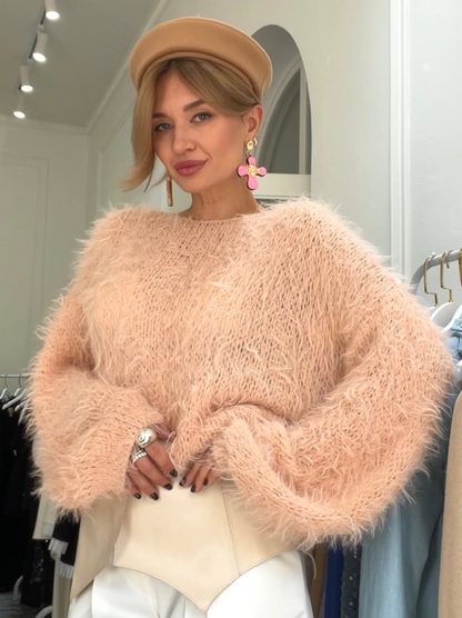 Fluffy Merino Wool-Blend Sweater