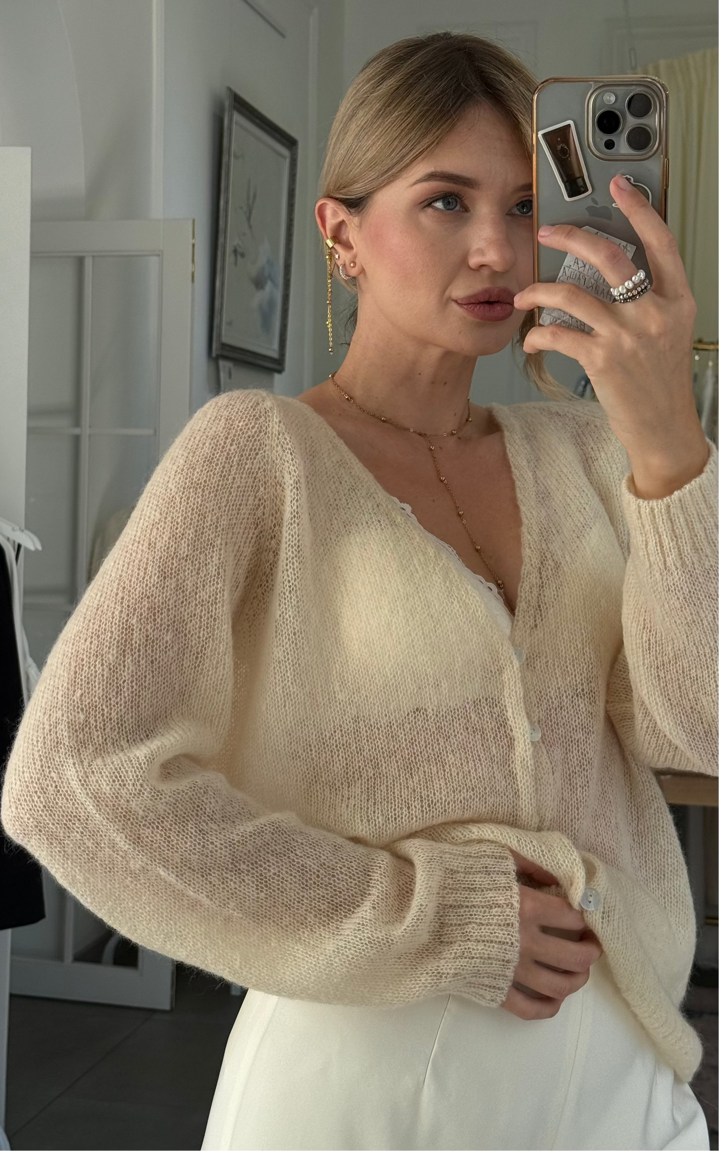 Кардиган із бейбі альпаки та шовку