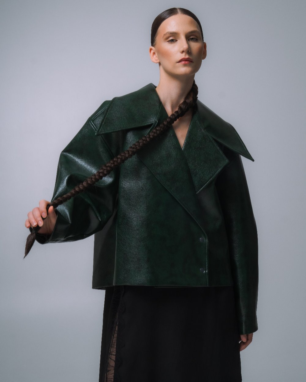 EMERALD FAUX LEATHER JACKET