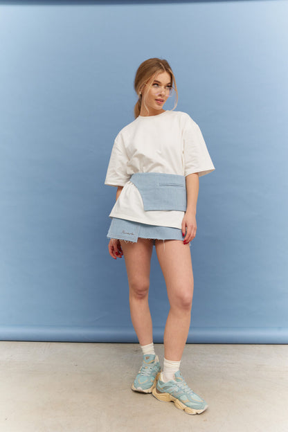 Denim peplum for a jacket