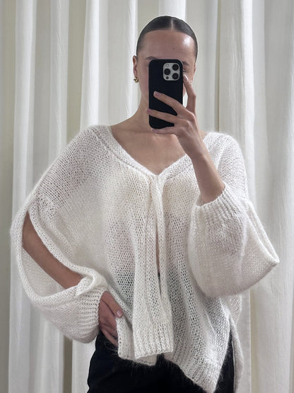 Повітряний кардиган із мохеру, Білий — Aura Atelier