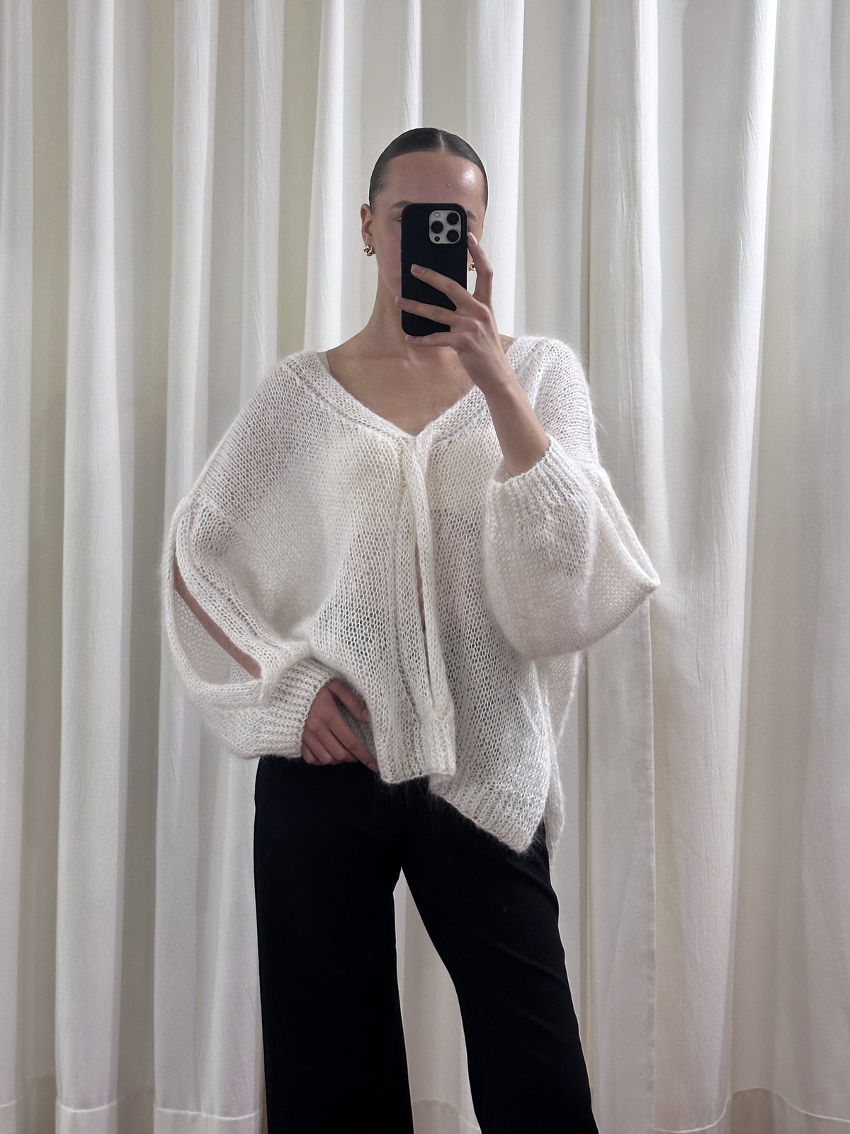 Повітряний кардиган із мохеру, Білий — Aura Atelier