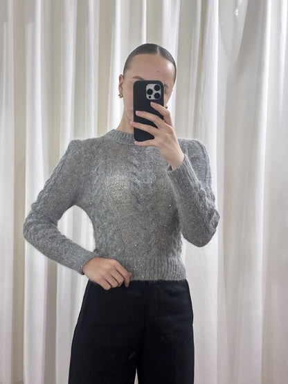 Светр з ангори з делікатним блиском, Сірий — Aura Atelier