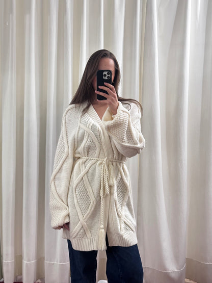 Кардиган Ромби, молочний — Aura Atelier