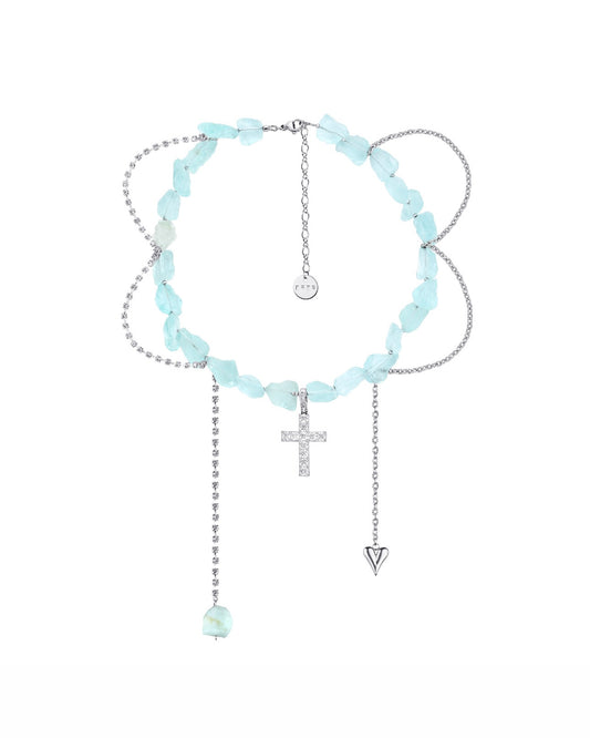 AQUAMARINE stone necklace