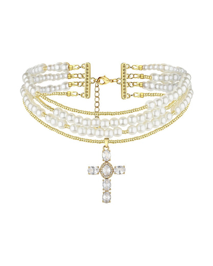 DIAMOND CROSS necklace — Білий