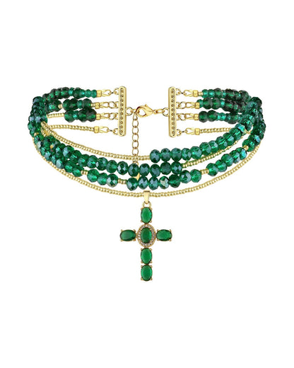DIAMOND CROSS necklace — Зелений