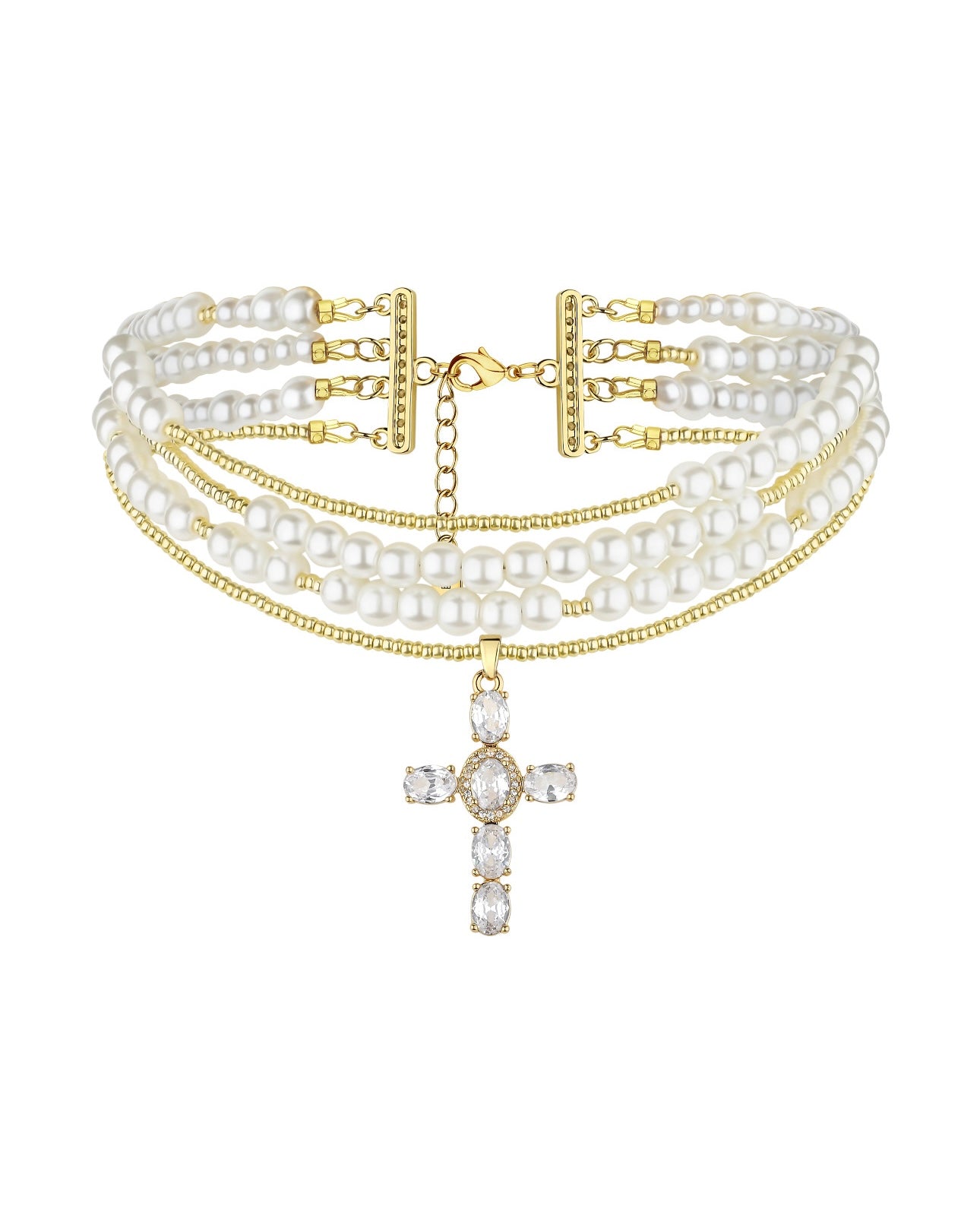 DIAMOND CROSS necklace white