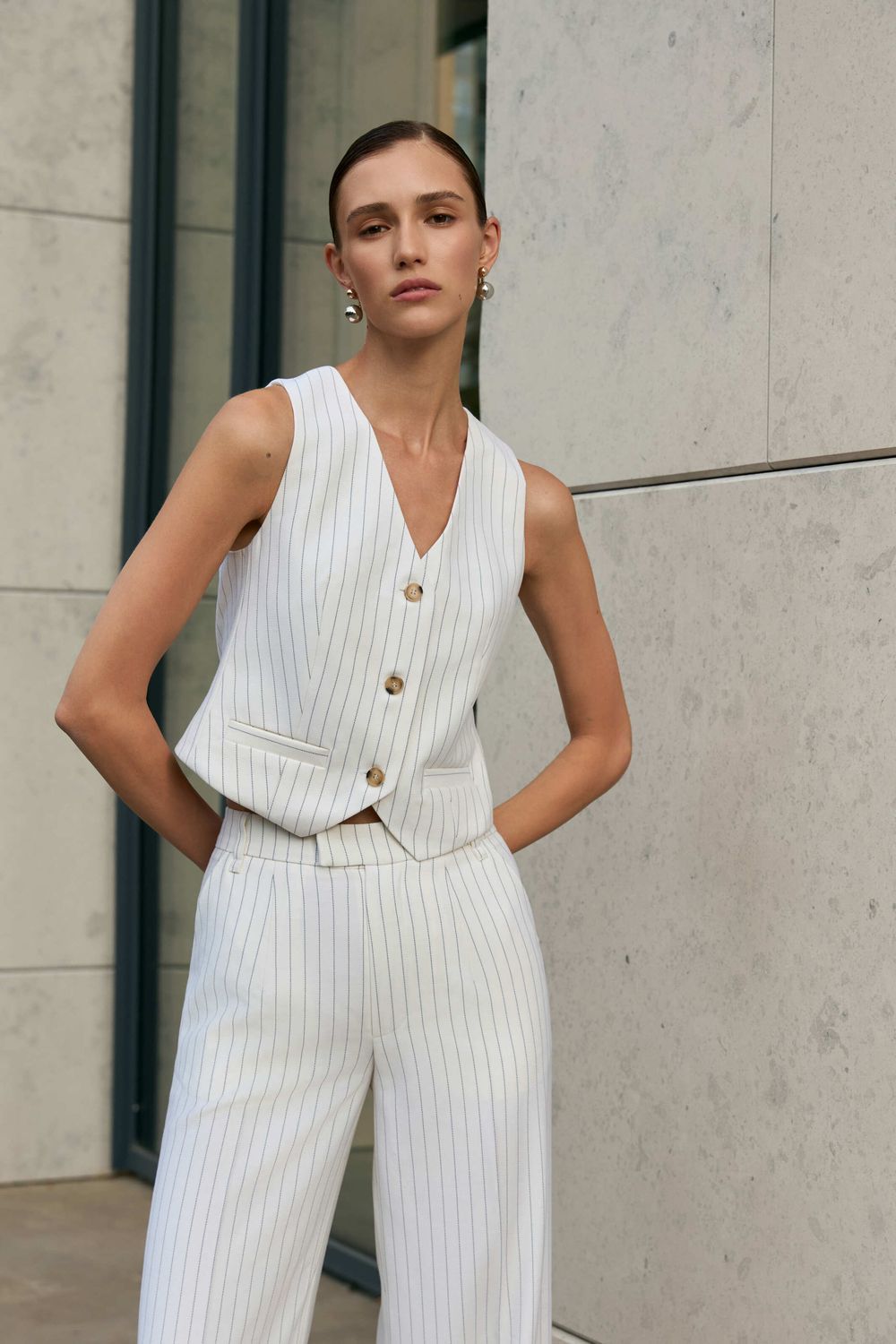 Striped wool trousers