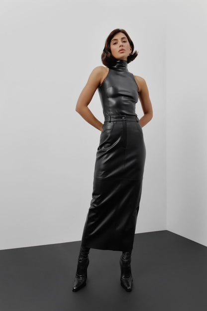 Maxi faux leather skirt