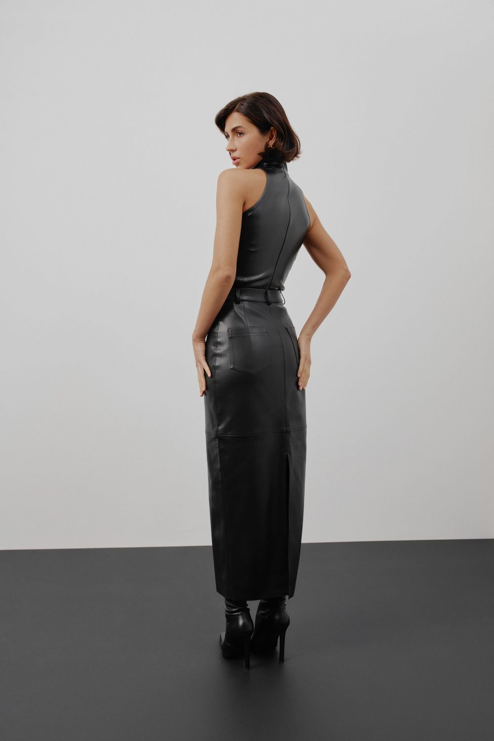 Maxi faux leather skirt