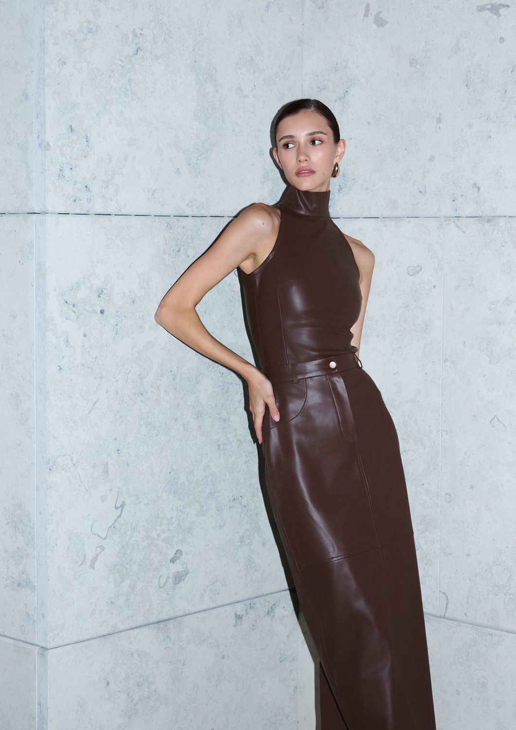 Maxi faux leather skirt