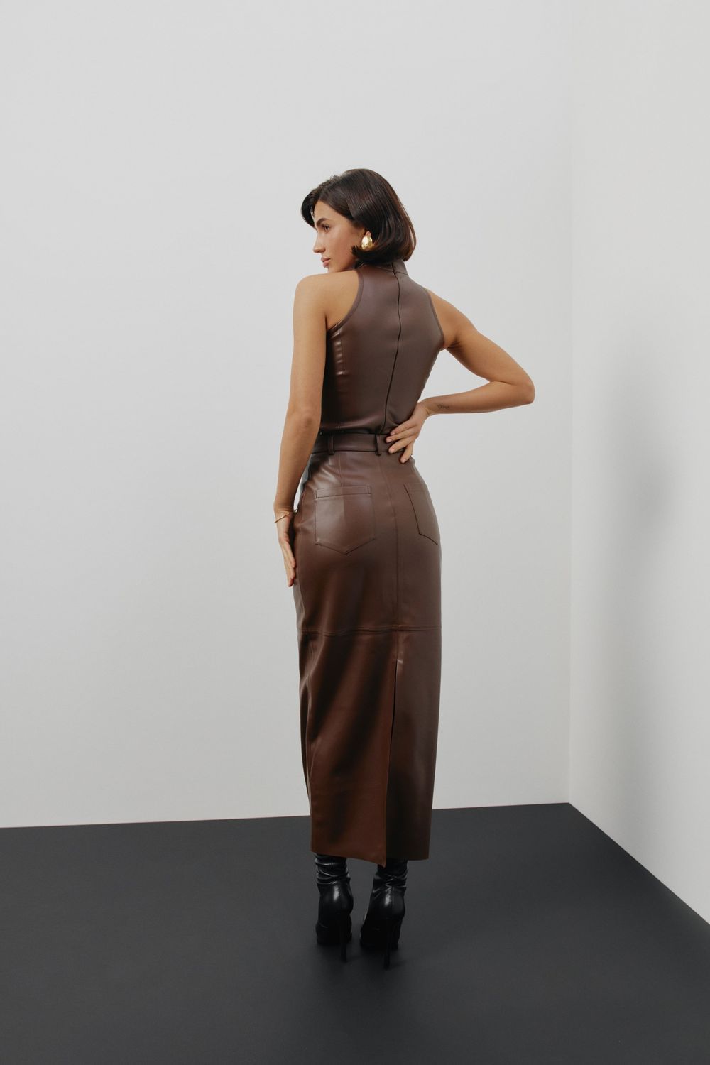 Maxi faux leather skirt