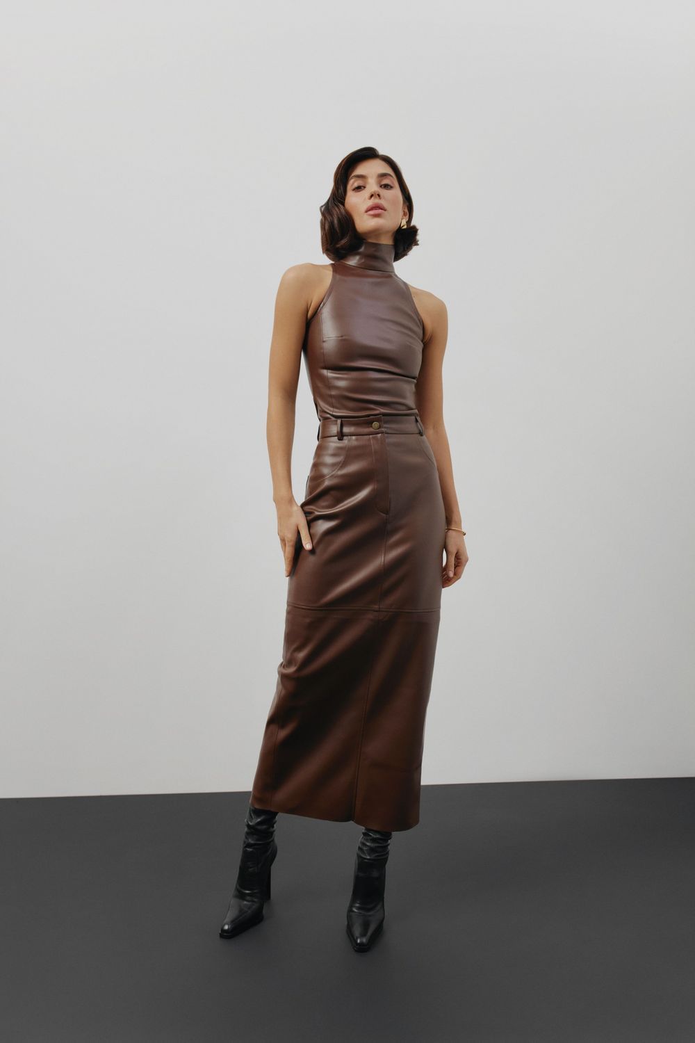 Maxi faux leather skirt