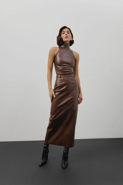 Maxi faux leather skirt