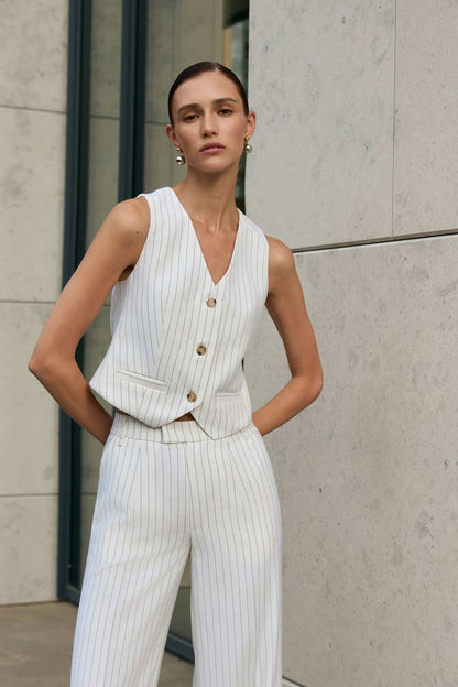 Striped vest - off-white